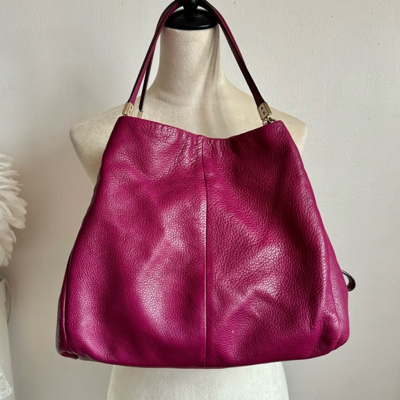 Coach Leather Madison Phoebe Medium Shoulder Bag - Pink - Magenta - Picture 3 of 11